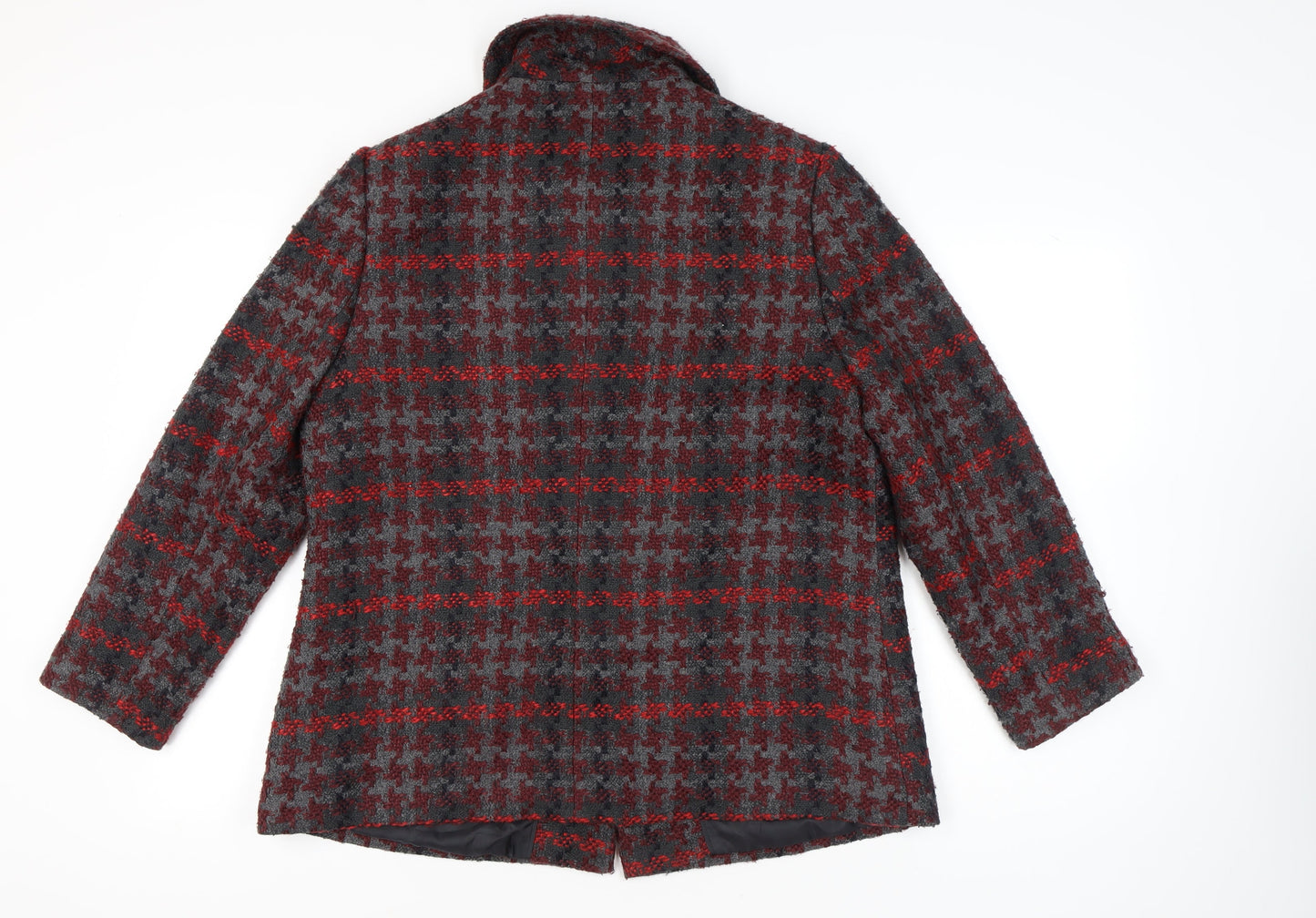 Isle Collection Womens Grey Red Houndstooth Coat Size 18