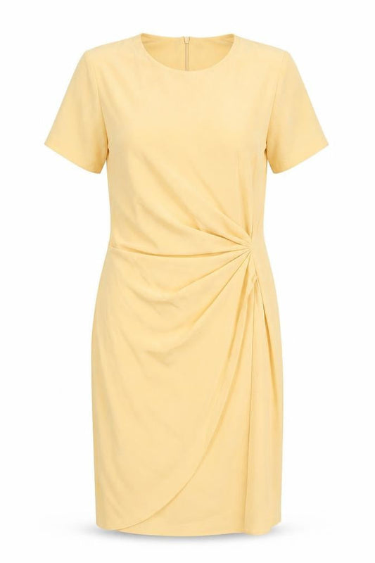Shelana Women’s Yellow Sheath Dress Size 12 Short Sleeve Knee Length