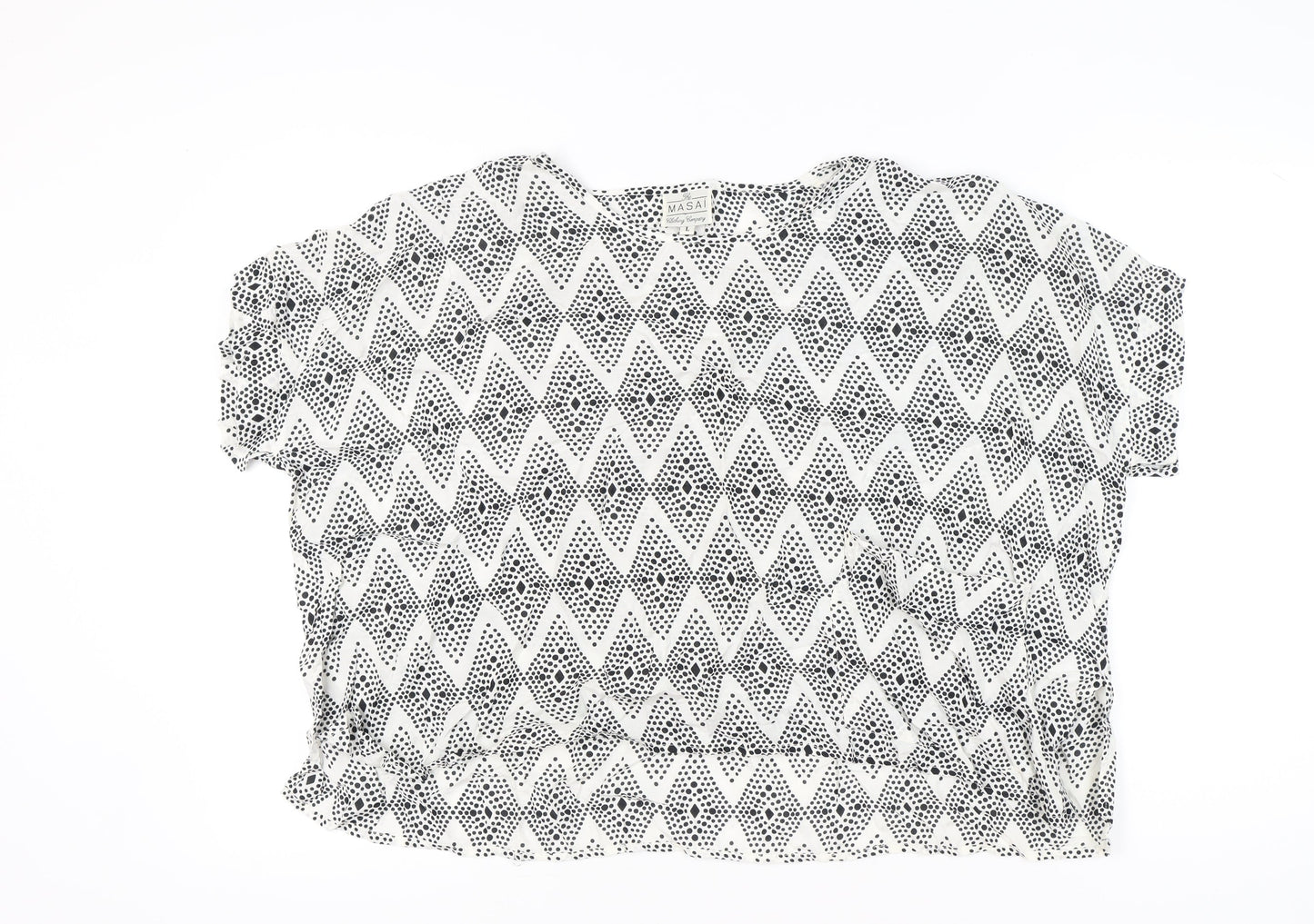 Masai Women’s Black White Geometric Tunic Blouse Size L Viscose