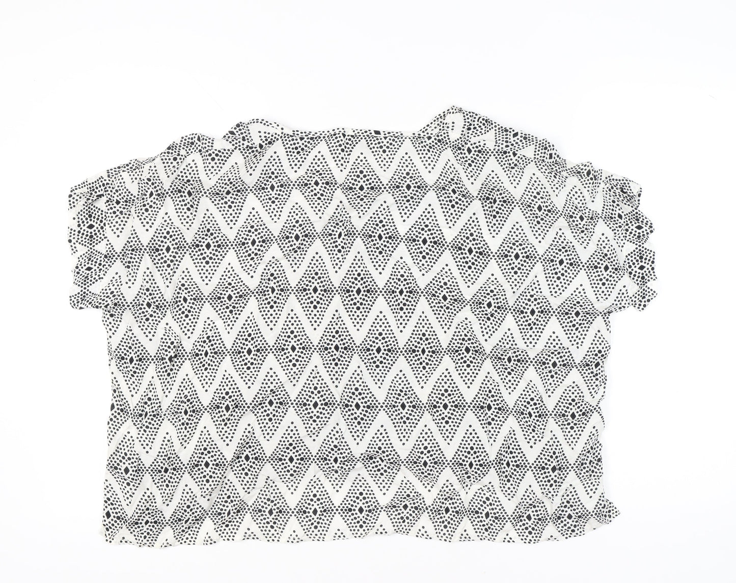 Masai Women’s Black White Geometric Tunic Blouse Size L Viscose