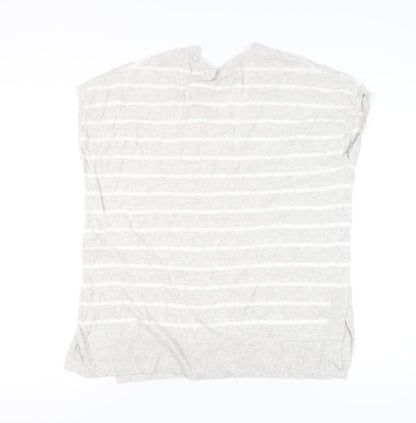 Mint Velvet Womens Grey Striped Sleeveless V-Neck Pullover Jumper M