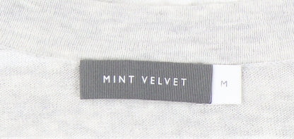 Mint Velvet Womens Grey Striped Sleeveless V-Neck Pullover Jumper M