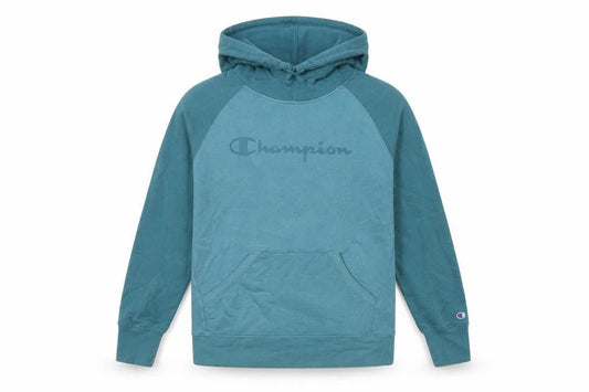 Champion Womens Green Pullover Hoodie L Logo Graphic Raglan