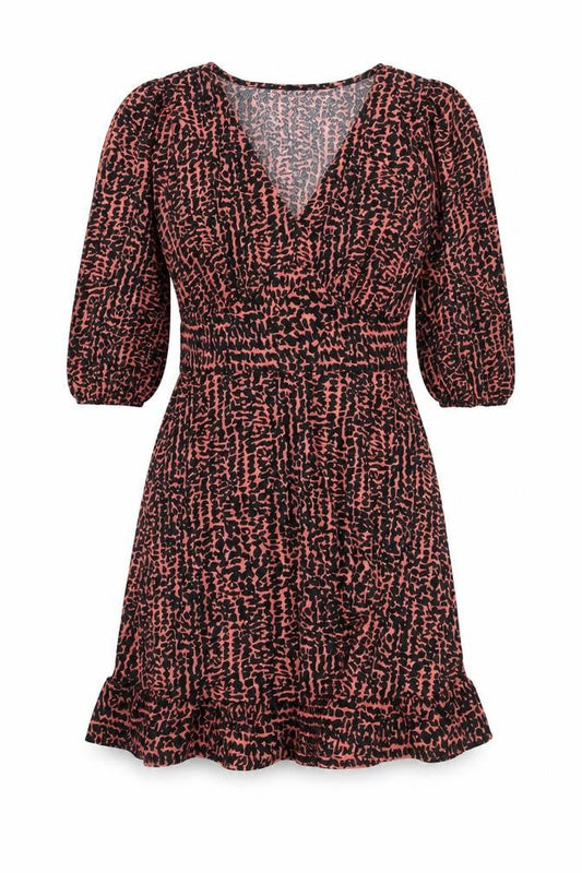 Dorothy Perkins Women’s Pink Black Animal Print Wrap Dress UK 10