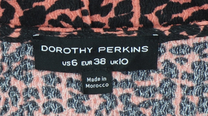 Dorothy Perkins Women’s Pink Black Animal Print Wrap Dress UK 10