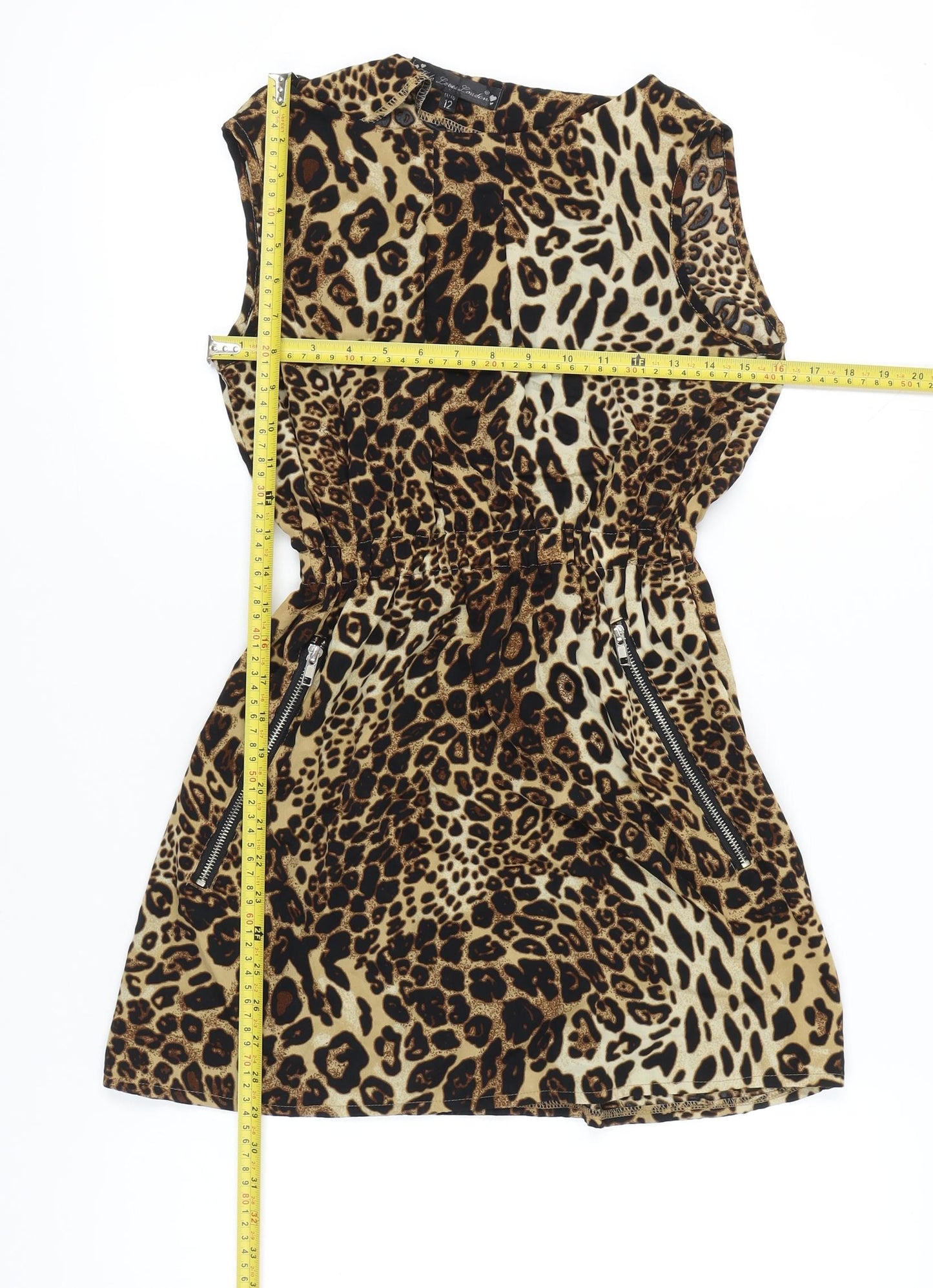 Khela Loves London Womens Brown Leopard Print Shift Dress Size 12