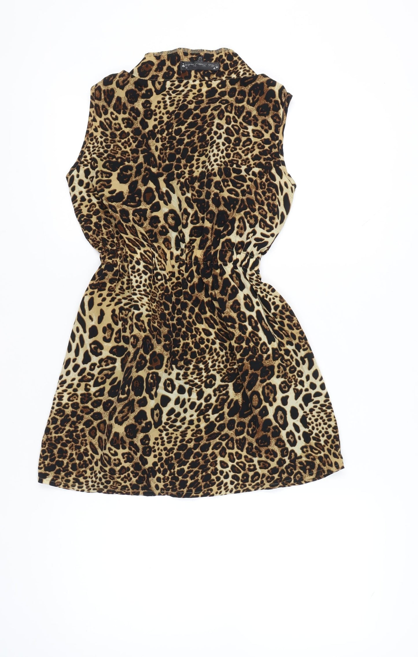 Khela Loves London Womens Brown Leopard Print Shift Dress Size 12