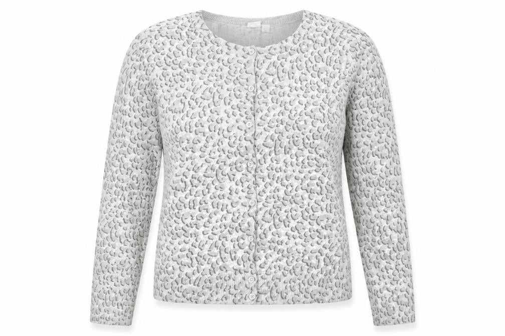 Gap Womens Grey Animal Print Cotton Cardigan Size L V-Neck Knit