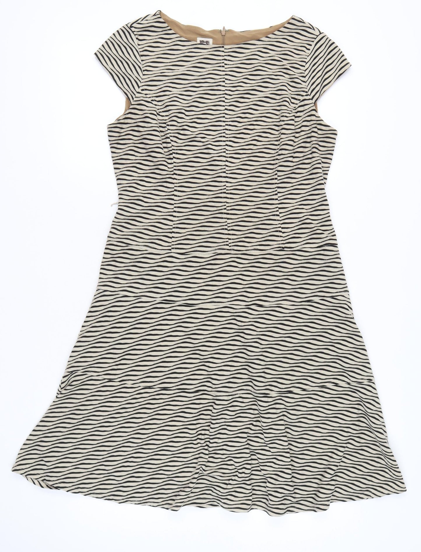 Anne Klein Women’s Beige Black Fit & Flare Dress Size 14