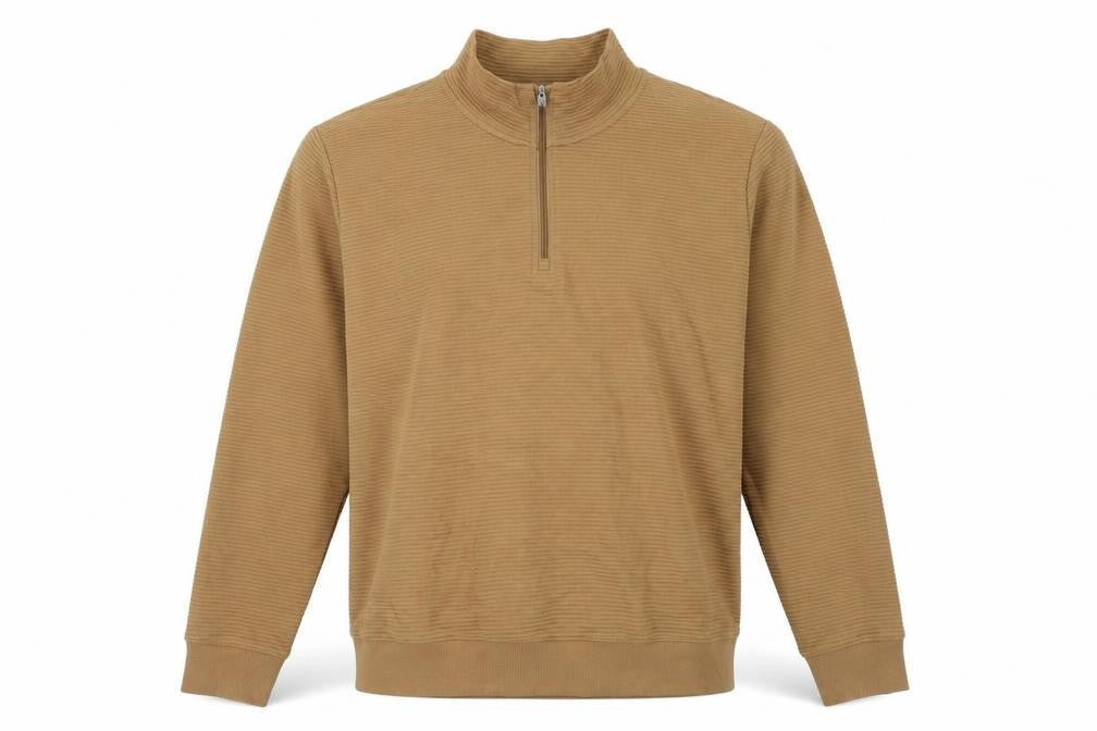 Avenue Men's Brown XL 1/4 Zip Mock Neck Sweatshirt Long Sleeve