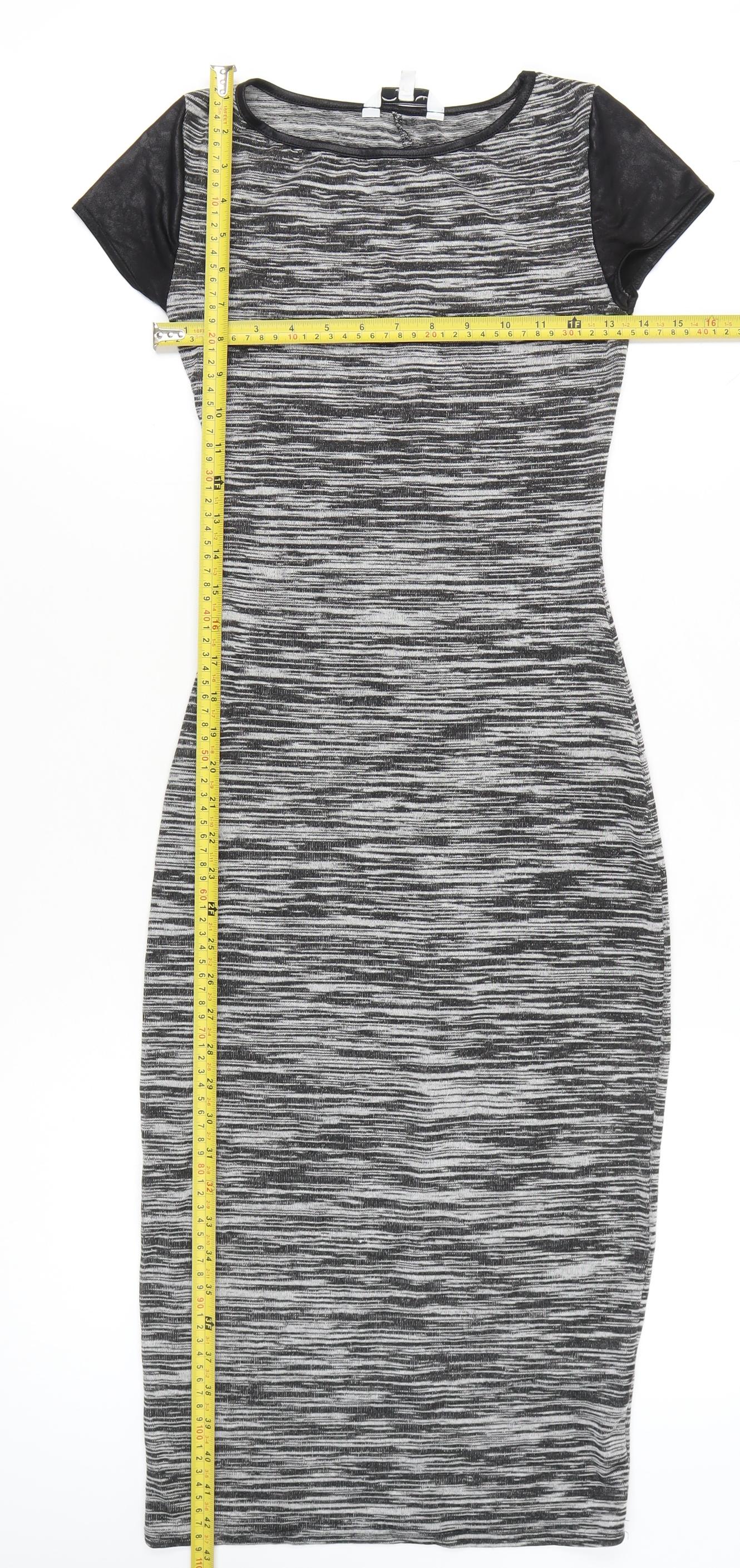 New Look Women’s Grey Black Bodycon Midi Dress Size 10