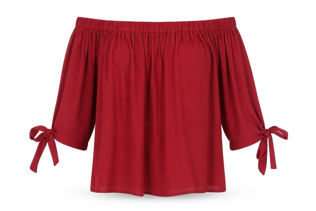 Cameo Rose Womens Red Off Shoulder Tunic Blouse Size 10