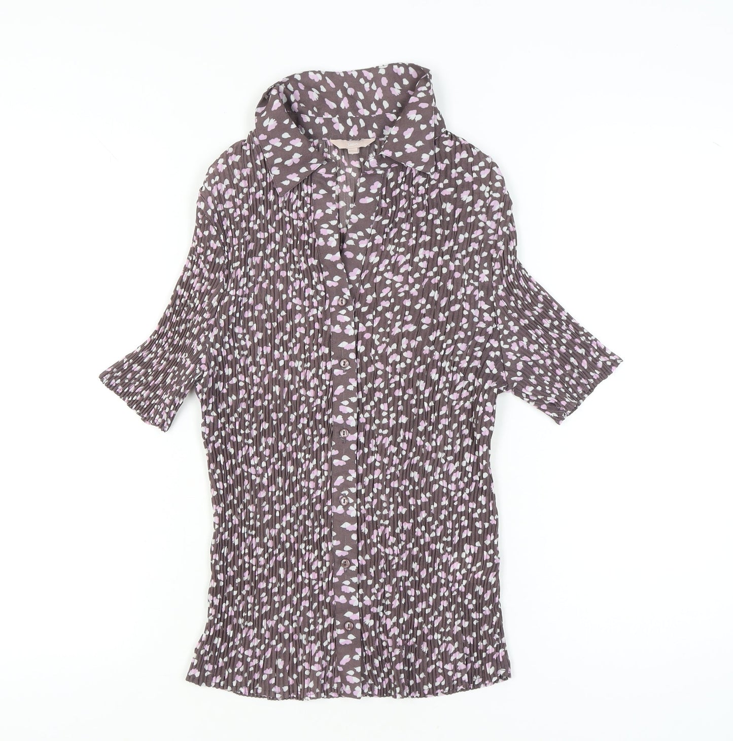 Soon Womens Brown Floral Button-Up Tunic Shirt Size 14