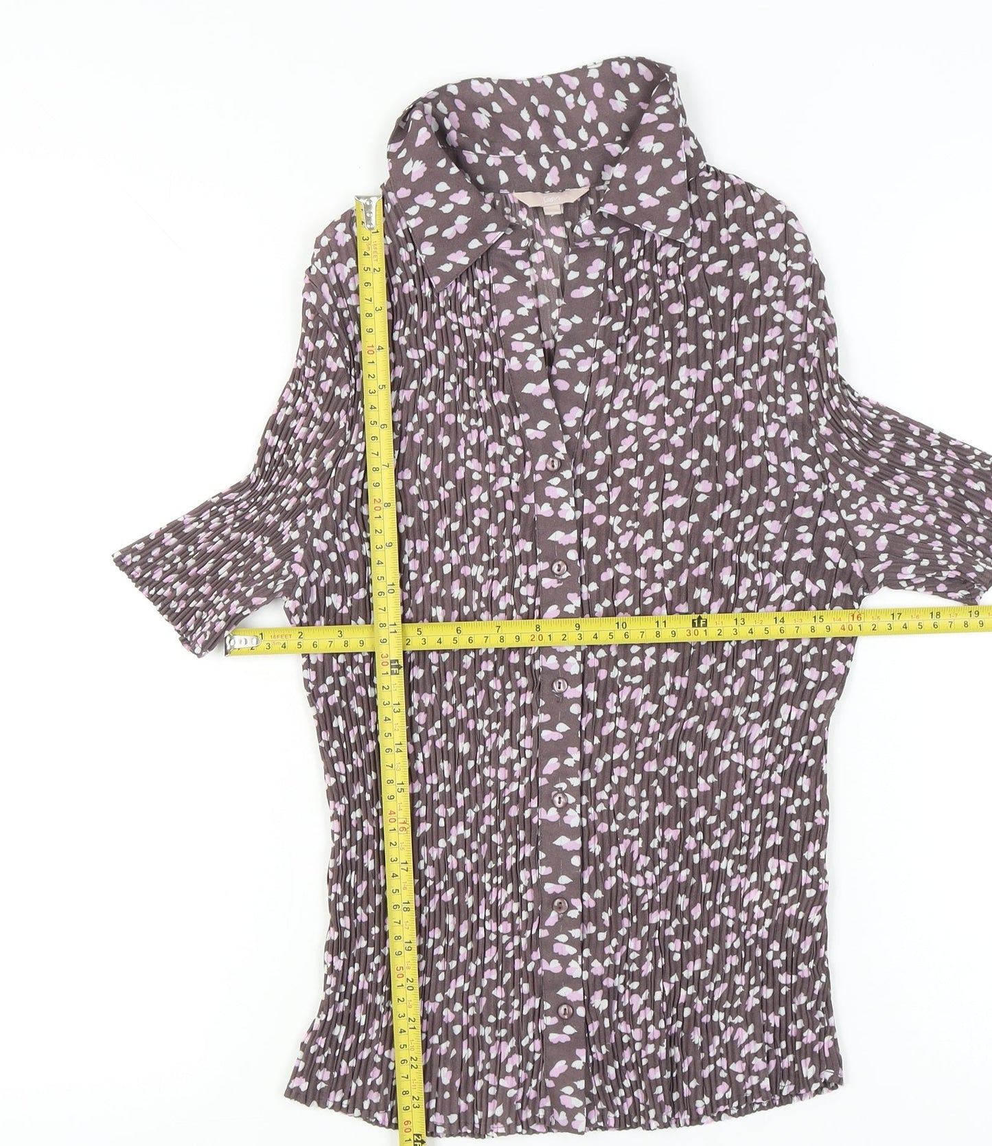 Soon Womens Brown Floral Button-Up Tunic Shirt Size 14