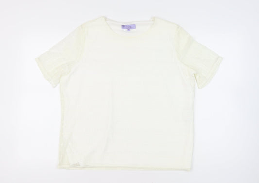 Honor Millburn Women Ivory Size 20 Lace Lined Short Sleeve Top