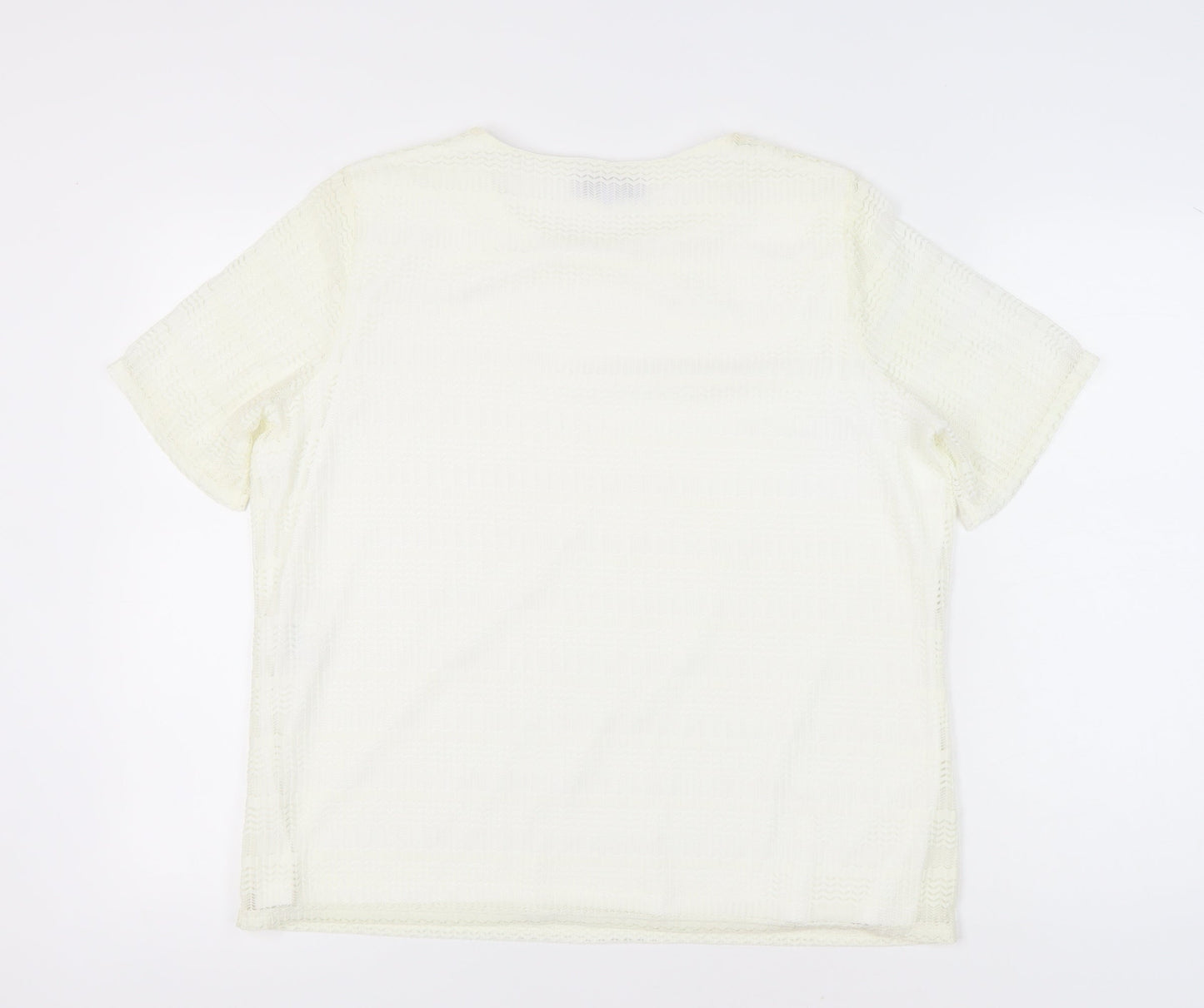 Honor Millburn Women Ivory Size 20 Lace Lined Short Sleeve Top