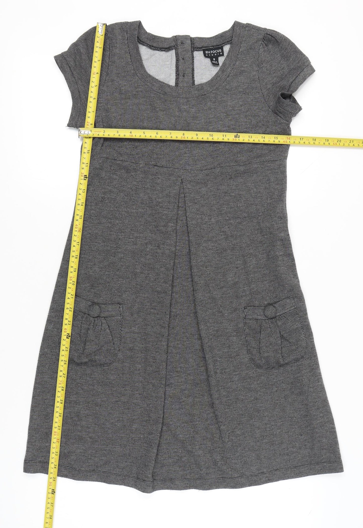 En Focus Studio Women’s Grey A-Line Knee Length Dress Size 8