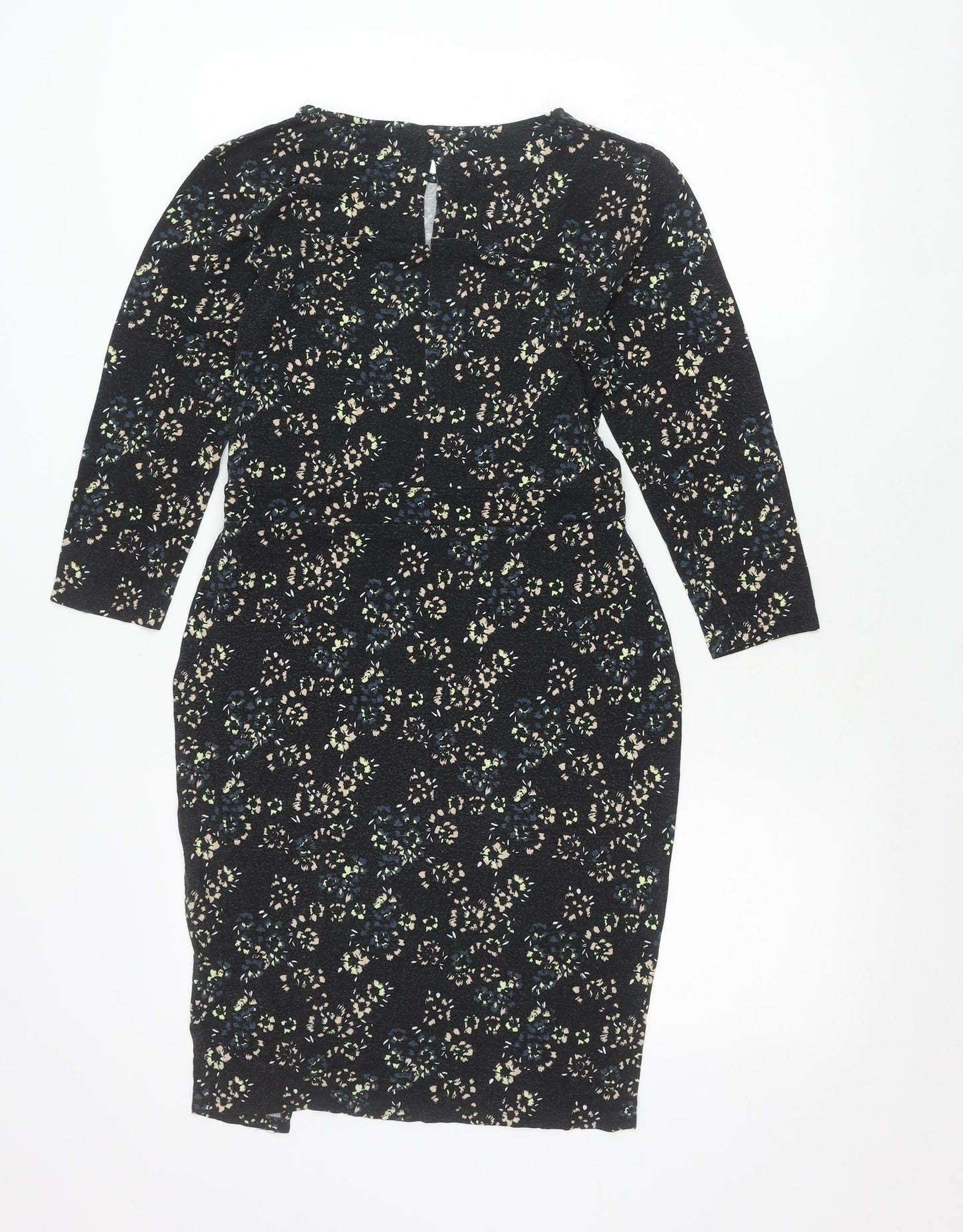 Warehouse Women’s Black Floral Bodycon Knee Length Dress Size 10