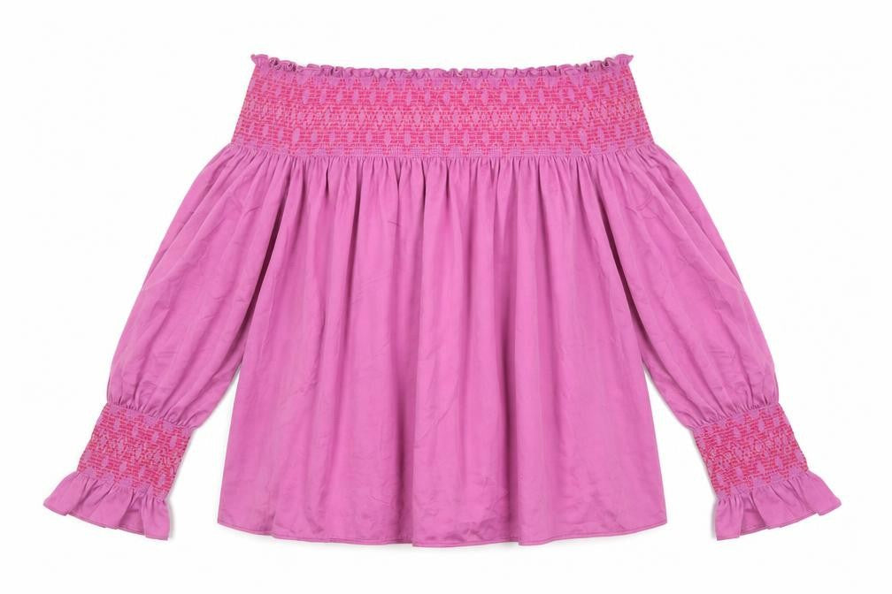 Maje Womens Pink Off Shoulder Long Sleeve Tunic Blouse Size 10