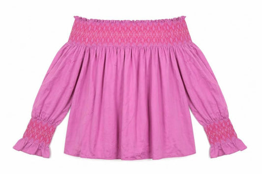 Maje Womens Pink Off Shoulder Long Sleeve Tunic Blouse Size 10