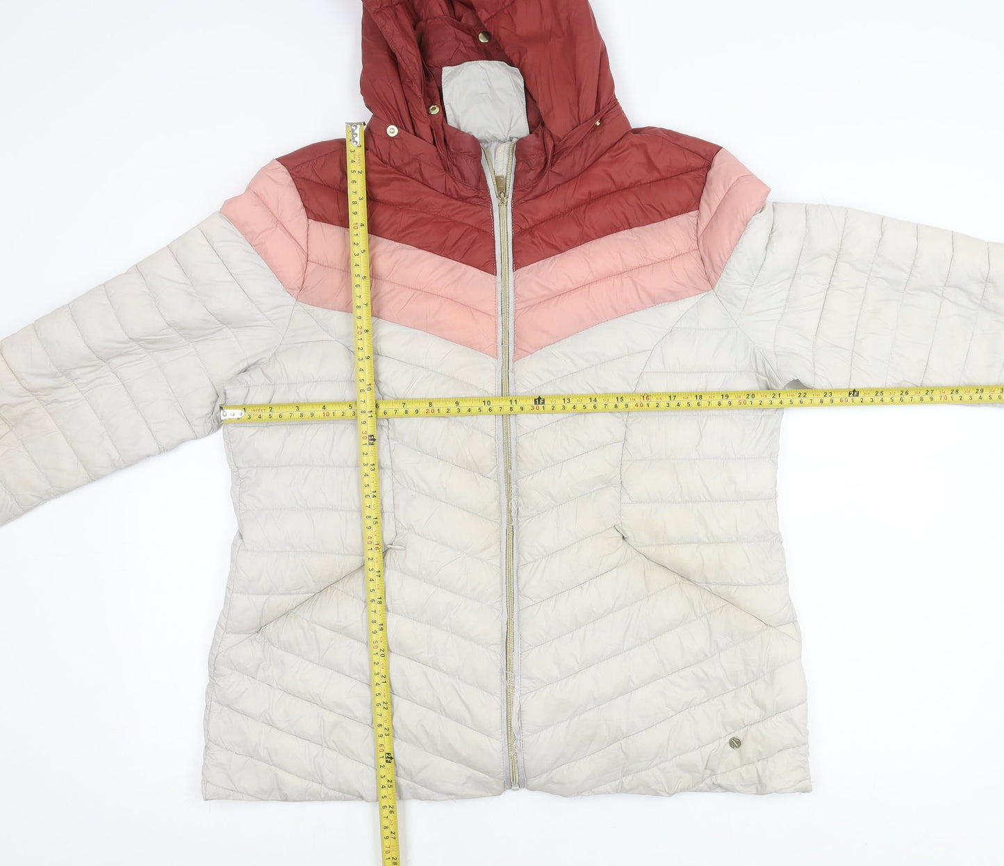 Next Womens Multicoloured Puffer Jacket Size 18 Hooded Quilted Winter Coat