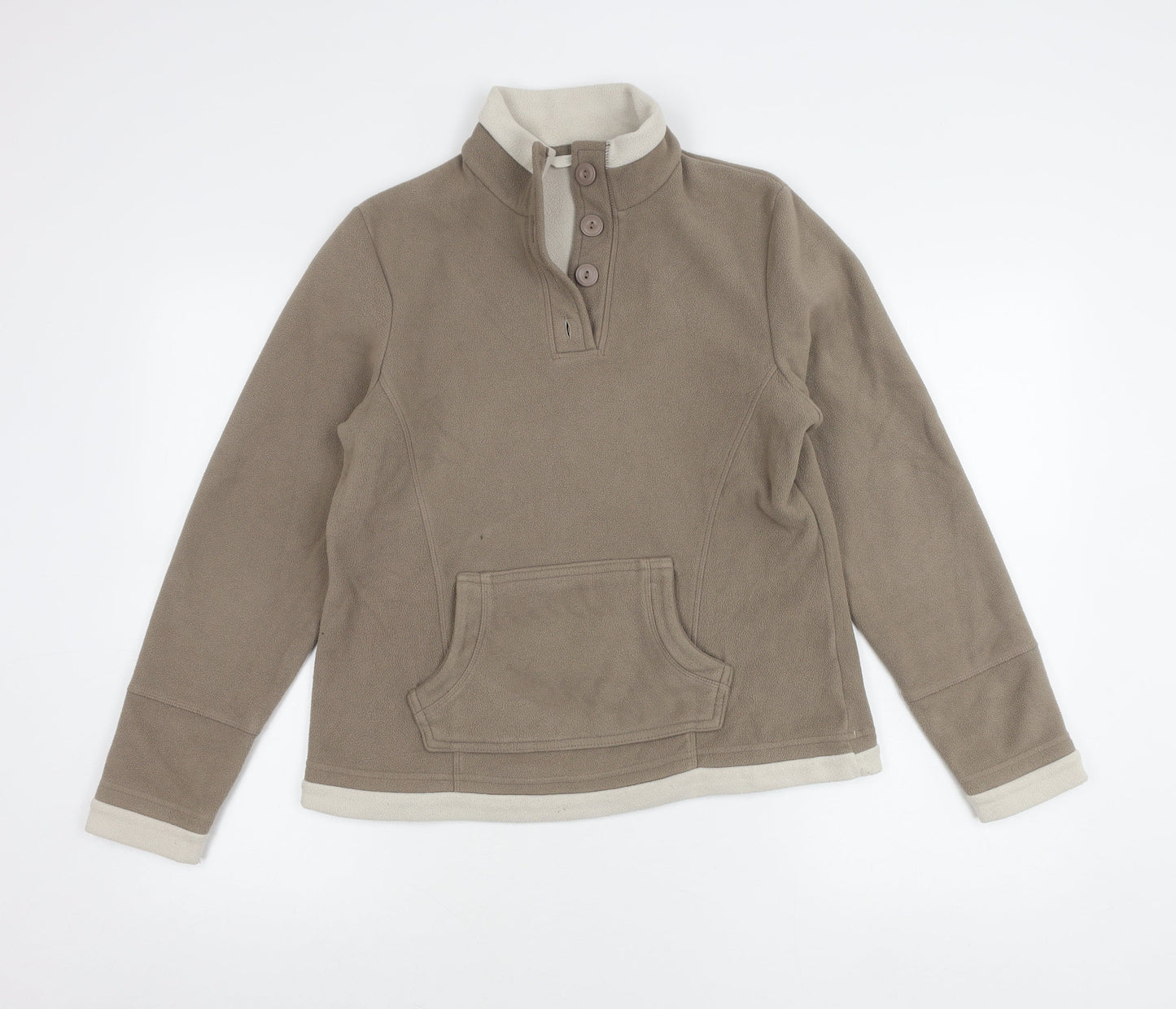 Marks and Spencer Womens Brown Fleece Henley Sweatshirt Size 12