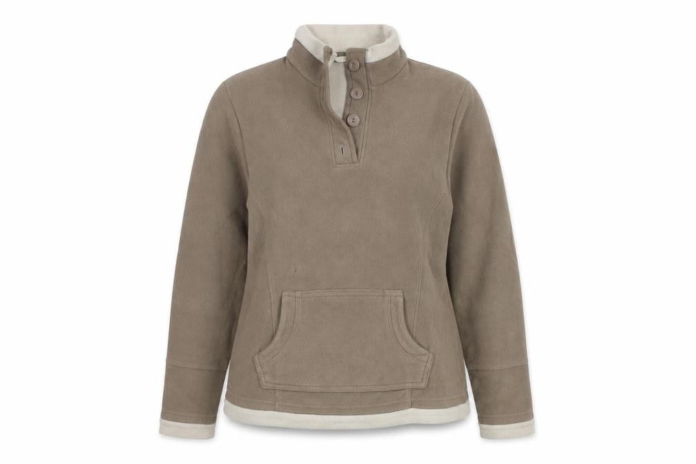 Marks & Spencer Womens Brown Fleece Henley Sweatshirt Size 12