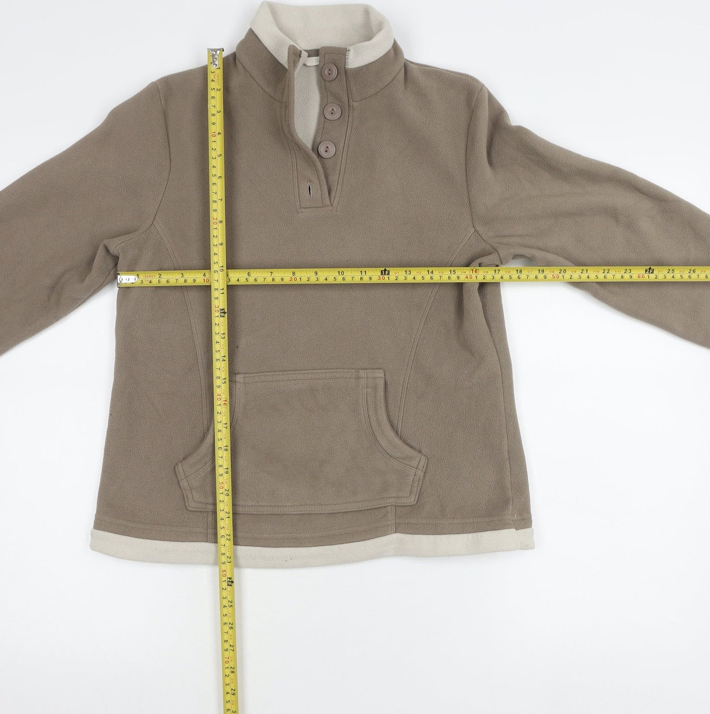 Marks and Spencer Womens Brown Fleece Henley Sweatshirt Size 12