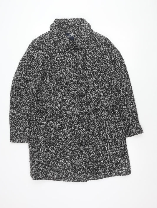 ISLE Collection Womens Black Wool Blend Mid-Length Coat Size 10