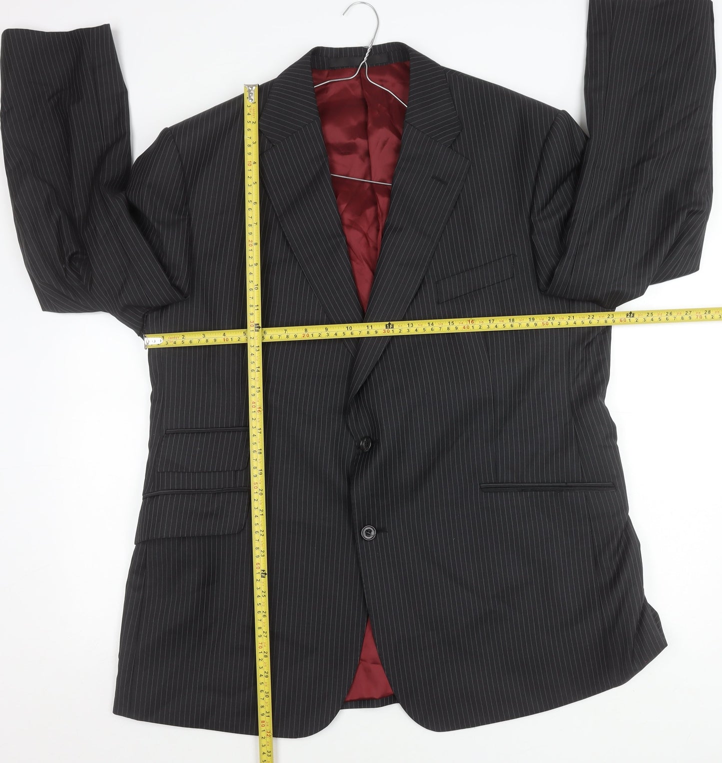 Marks and Spencer Men’s Grey Pinstripe Wool Blend Suit Jacket 46in