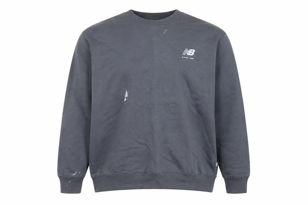 New Balance Mens Grey Sweatshirt M Crew Neck Pullover Logo Sportswear