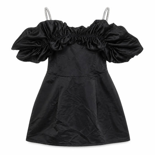 PRETTYLITTLETHING Women’s Black Size 12 Off Shoulder Puff Sleeve Dress