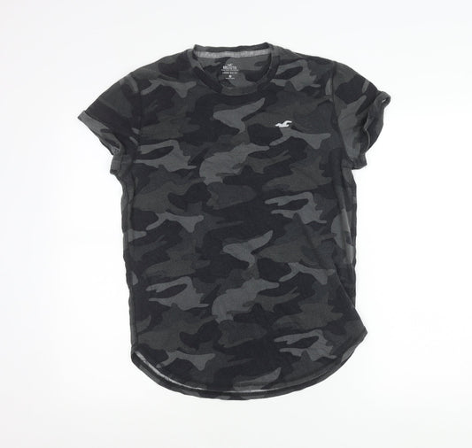 Hollister Men's Black Camo Crew Neck Logo T-Shirt Size M