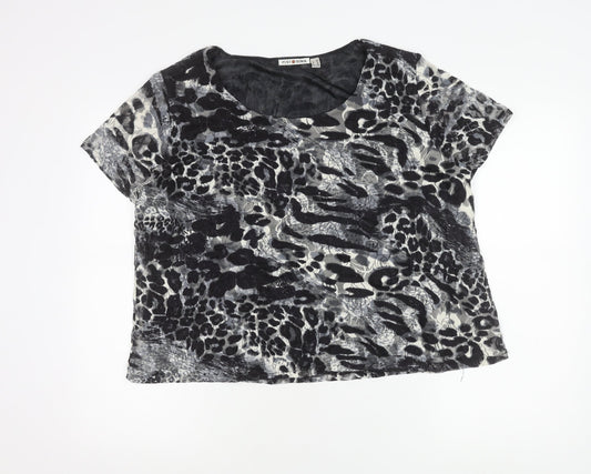 Punt Roma Womens Multicoloured XL Lace Animal Print Short Sleeve T-Shirt