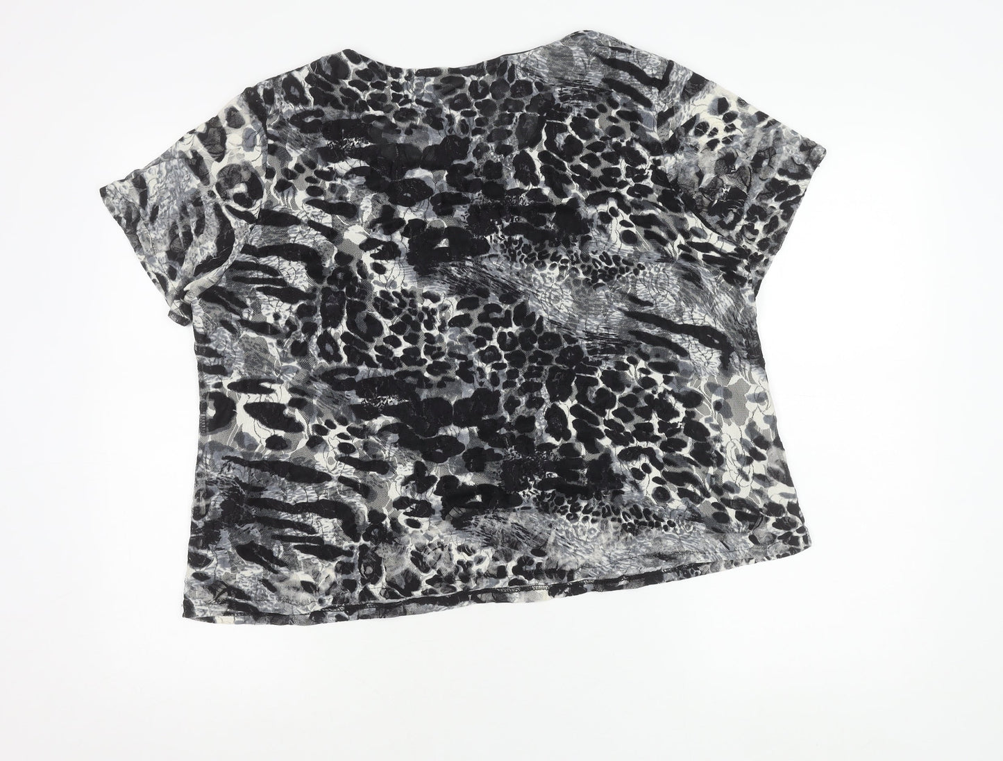 Punt Roma Womens Multicoloured XL Lace Animal Print Short Sleeve T-Shirt