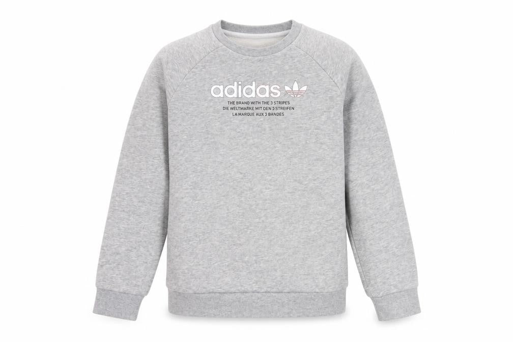 Adidas Girls Grey Logo Sweatshirt 10-11 Years Pullover Crew Neck