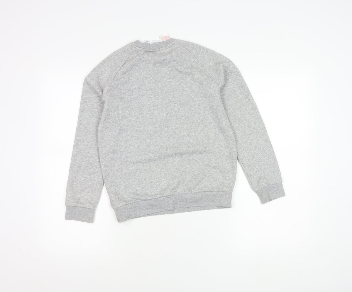 Adidas Girls Grey Logo Sweatshirt 10-11 Years Pullover Crew Neck