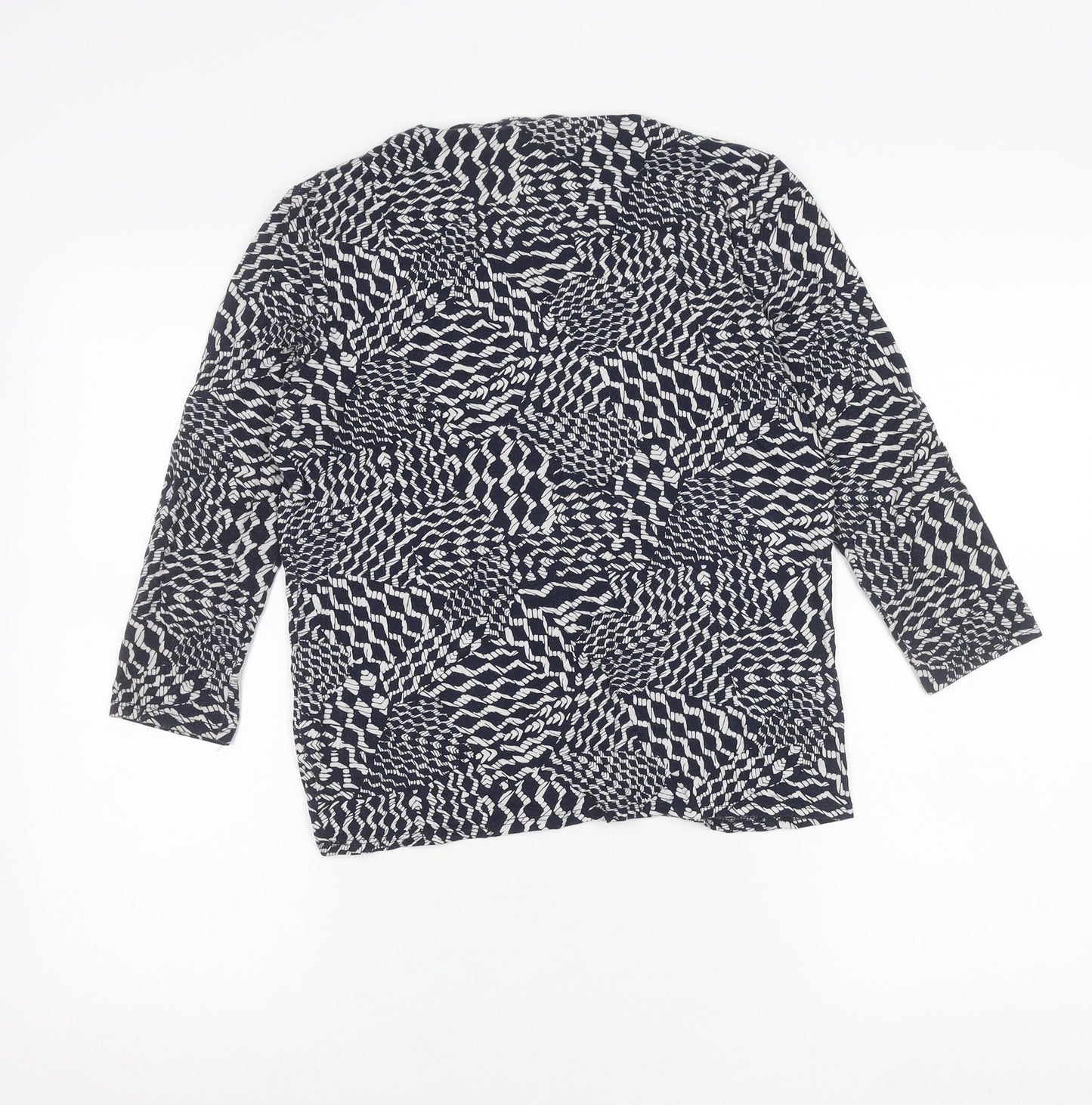 Viyella Womens Blue Geometric Print Tunic Blouse M Viscose 3/4 Sleeve