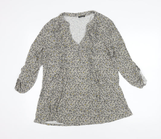 Roman Womens Grey Floral Tunic Blouse Size 14 Viscose