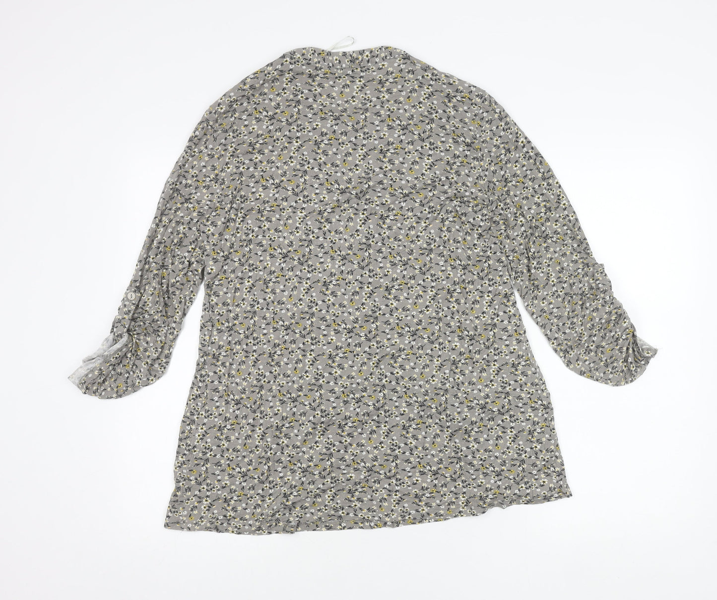 Roman Womens Grey Floral Tunic Blouse Size 14 Viscose