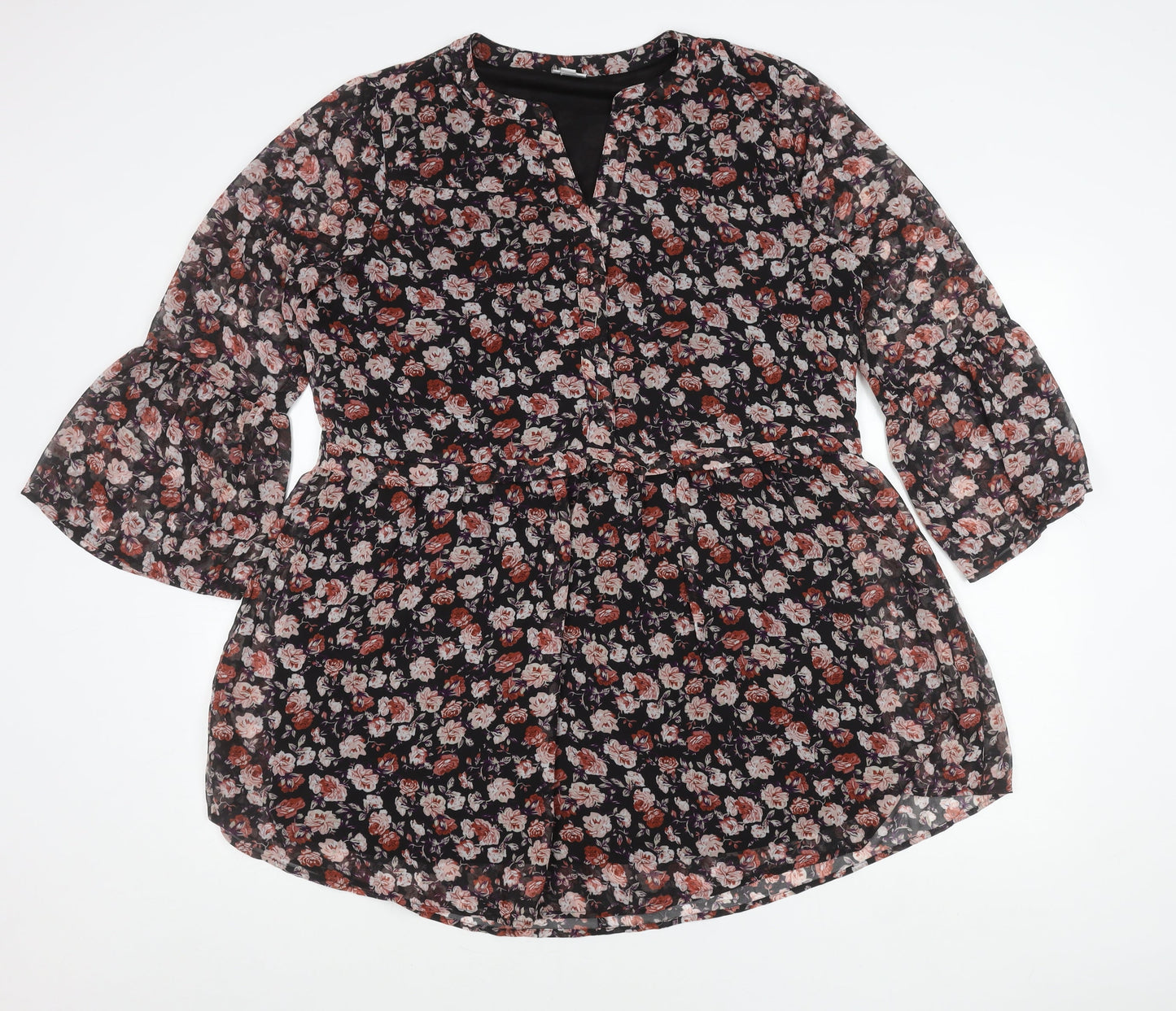 Jacqueline de Yong Womens Floral Tunic Blouse Size 14 Multicolour