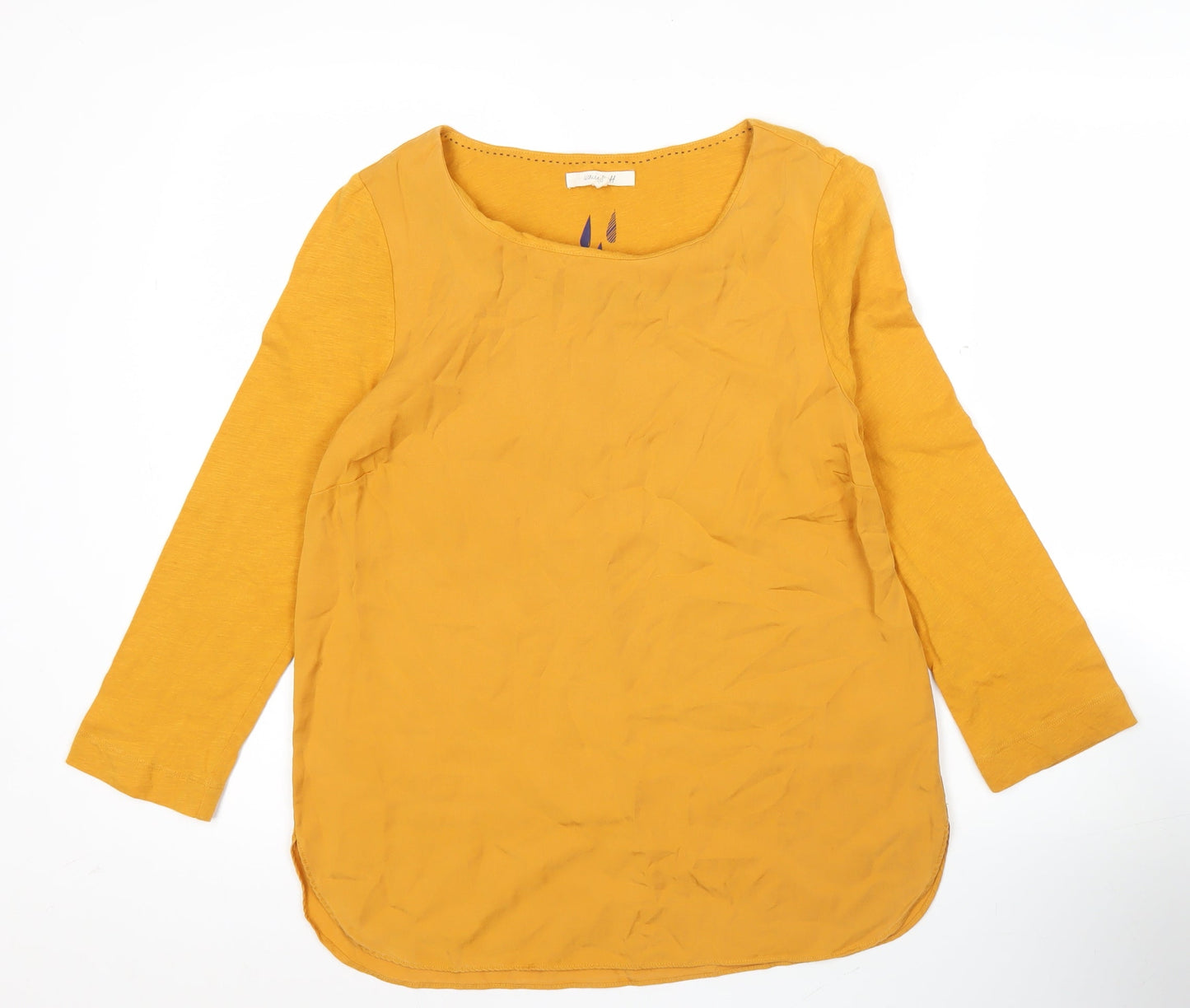 White Stuff Womens Yellow Size 10 Tunic Blouse Long Sleeve Scoop Neck