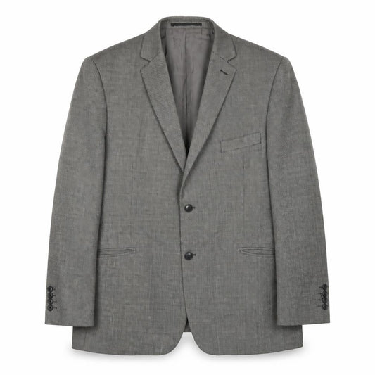 Fellini Men’s Grey Wool Blend Blazer Jacket 48 Regular Classic Herringbone