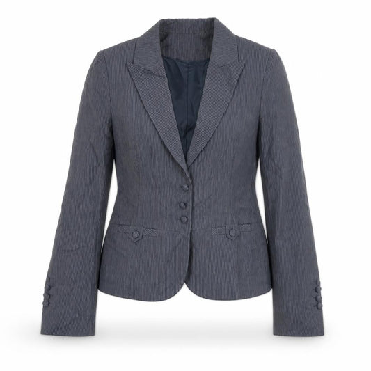 Warehouse Women Grey Pinstripe Suit Jacket UK 12 Single Breasted