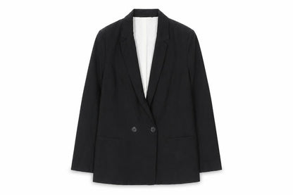 H&M Womens Black Double-Breasted Blazer Jacket Size 8