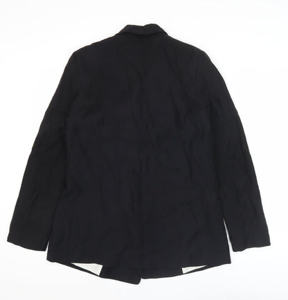 H&M Womens Black Double-Breasted Blazer Jacket Size 8