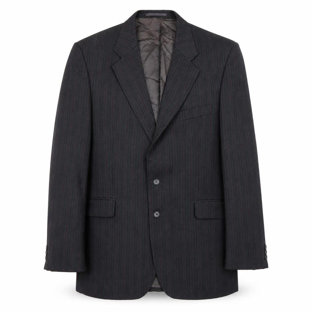 Label Mens Grey Wool Pinstripe Blazer Jacket 41L Classic Fit