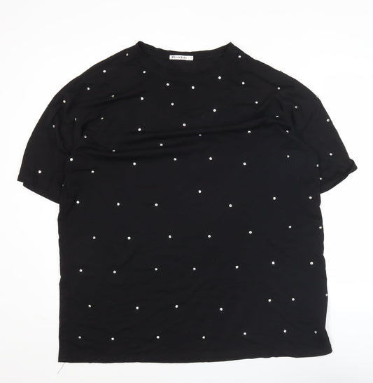 Cherry Koko Womens Black Studded Polka Dot T-Shirt Size M