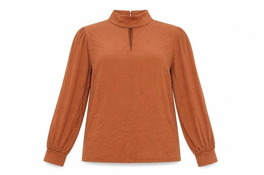 Marks and Spencer Women Brown Blouse Size 16 High Neck Long Sleeve