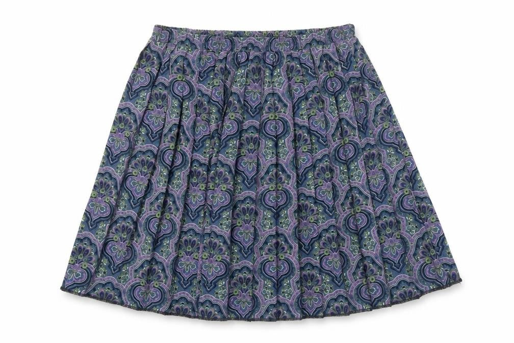 Leslie Fay Women’s Blue Paisley Pleated Knee Length Skirt Size 10